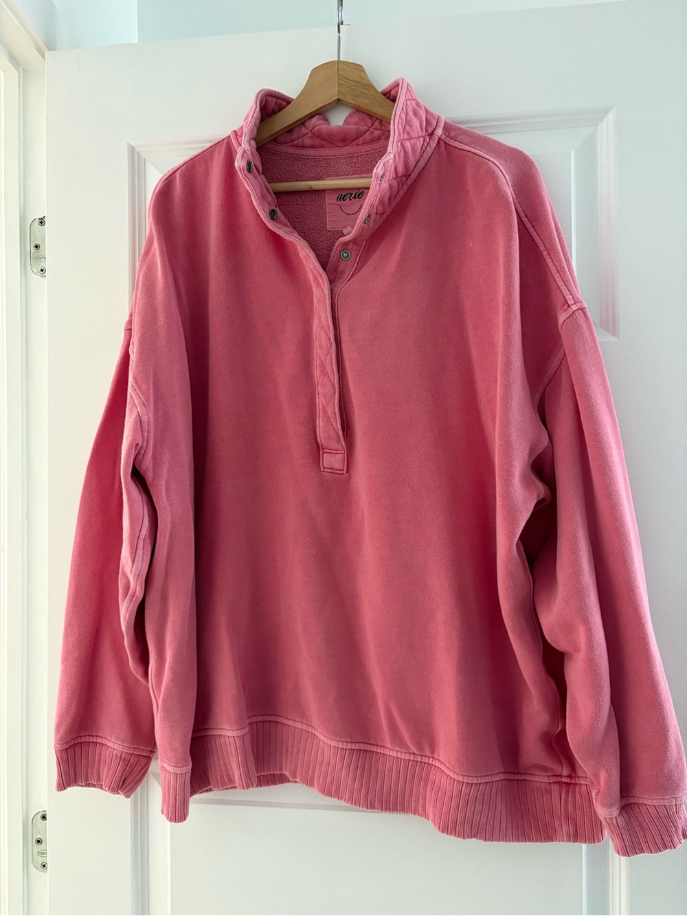 aerie Dusty Rose Snap-Placket Pullover Sweater
